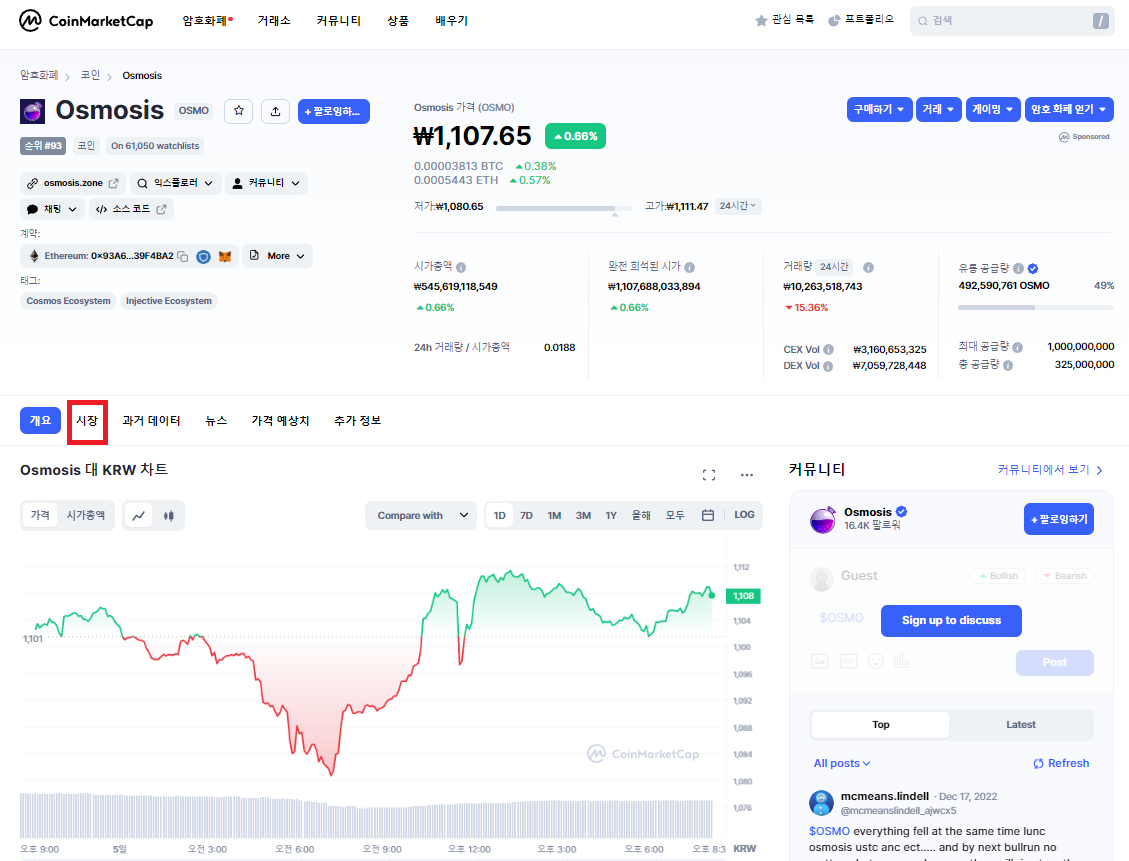 오스모 코인마켓캡