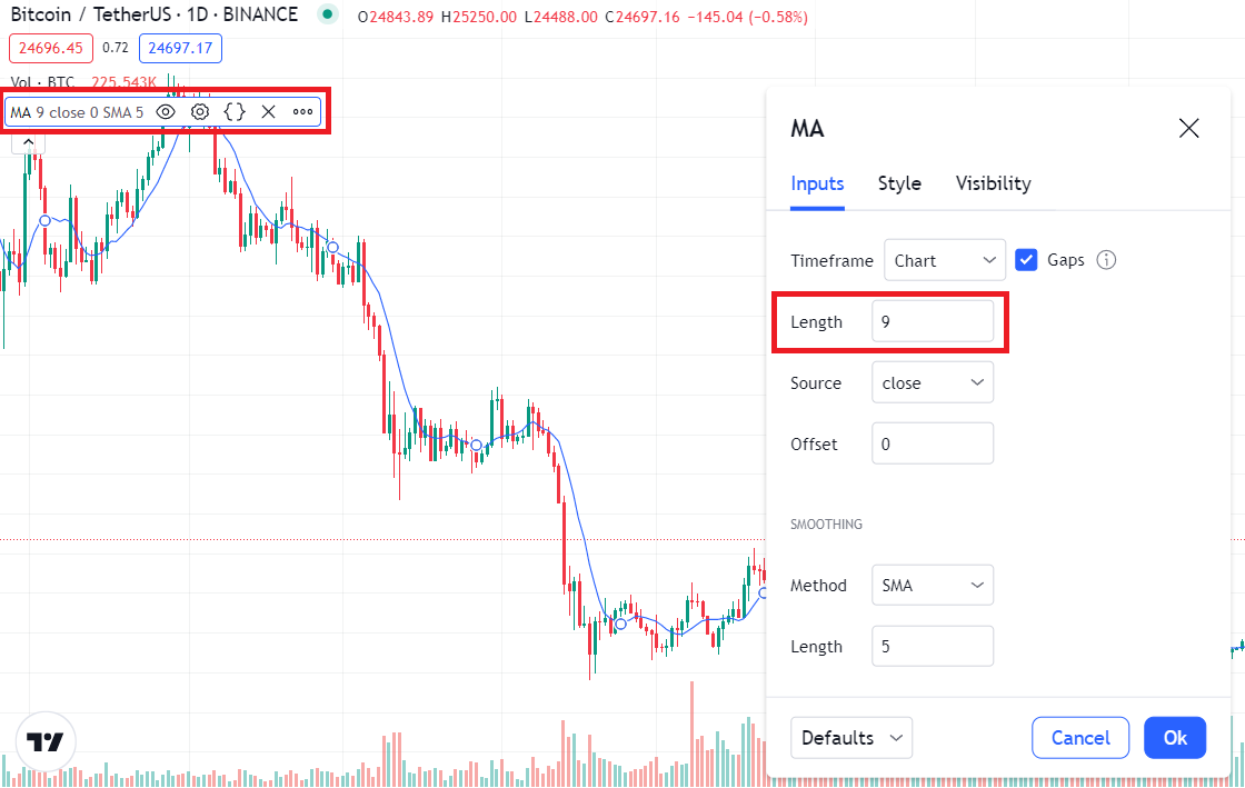 트레이딩 뷰 이동평균선 설정 2